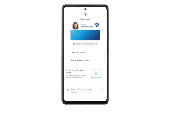 mobile id+ card on Samsung phone