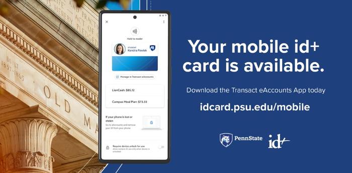 Your mobile id+ card is available Download the transact eAccounts App today